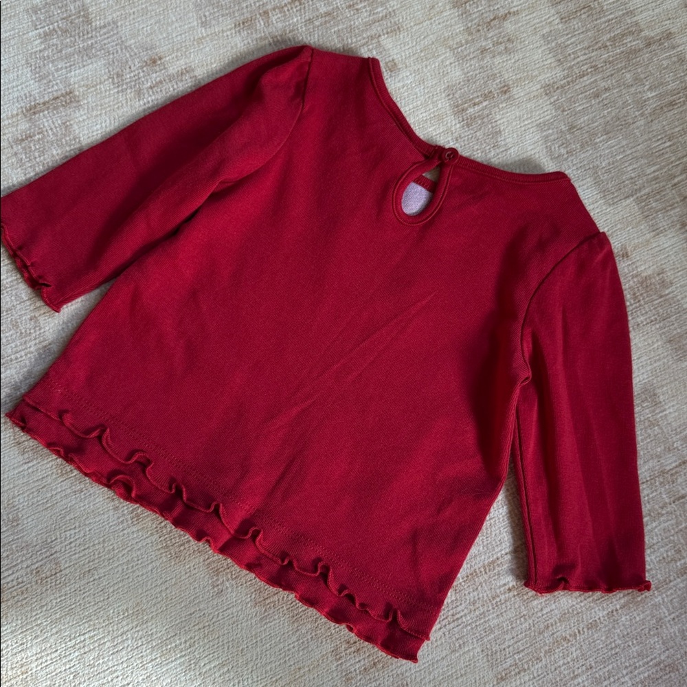 Gymboree Red Long Sleeve Top with Crocheted Snowman Baby size 3-6M NWT - Picture 7 of 7
